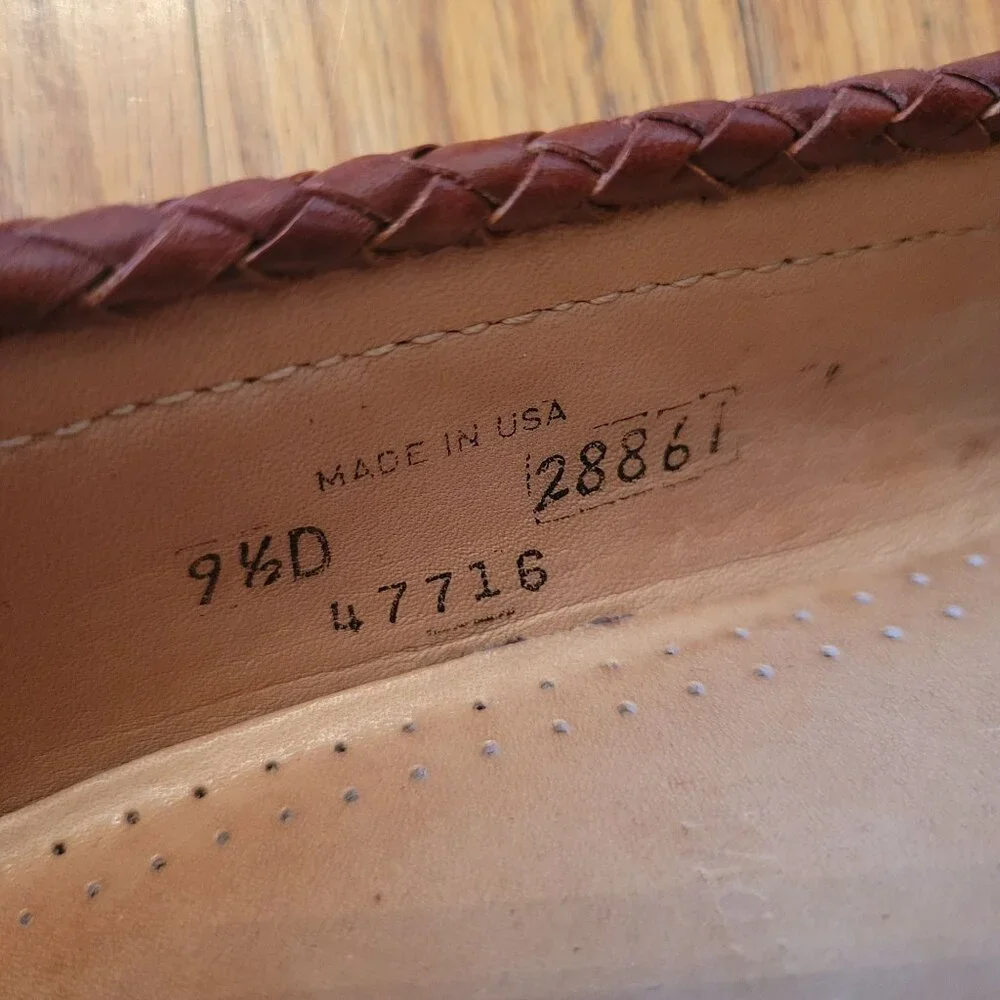 Allen Edmonds MAXFIELD Brown Tassel Loafers 9.5D Braided Leather Dress‎ Shoes